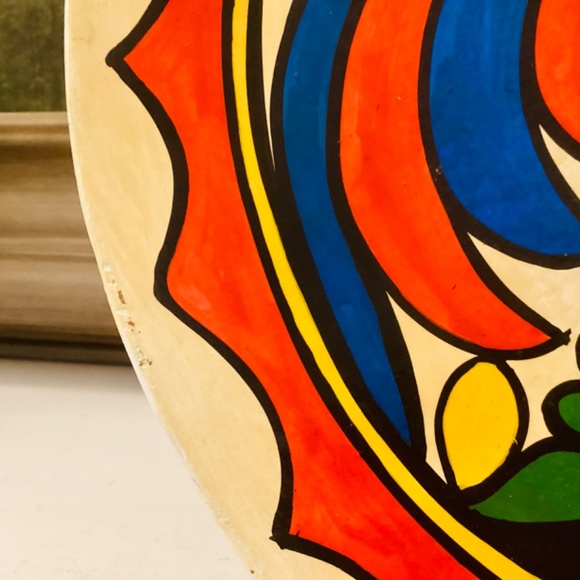 Mestizo Folk Art Tonala Mexican Hand painted Platter Florals Bird Ixtapa 1987 - Picture 7 of 14